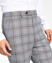 Alfani Men's Slim Fit  Pattern Suit Dress Pants Black White Plaid 32 X 30