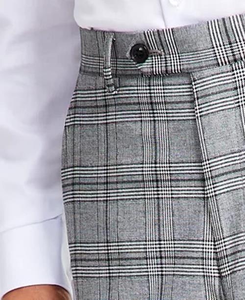 Alfani Men's Slim Fit Suit Dress Pants Black White Plaid 33 x 32