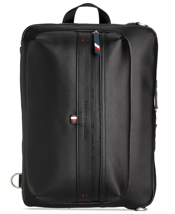 Tommy Hilfiger Men's Leo Logo Embossed Messenger Bag Black