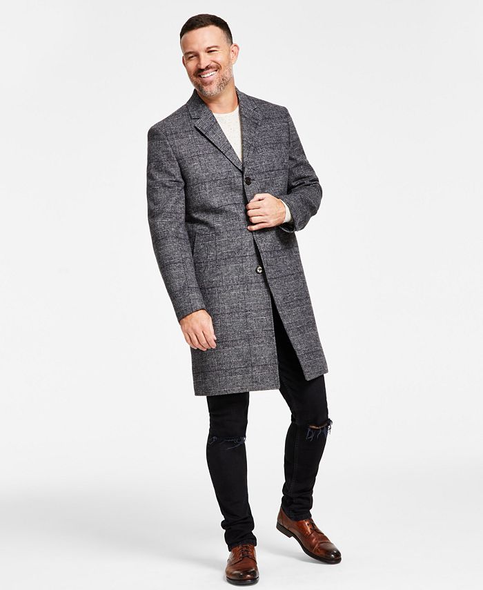 Lauren Ralph Lauren Mens Classic fit Overcoat Coat 38 L Black Plaid