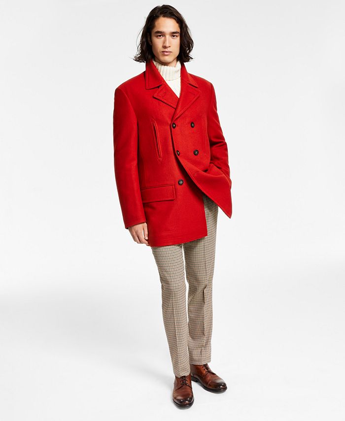 Lauren Ralph Lauren Mens Classic fit Double Breasted Peacoat Coat 40 R Orange
