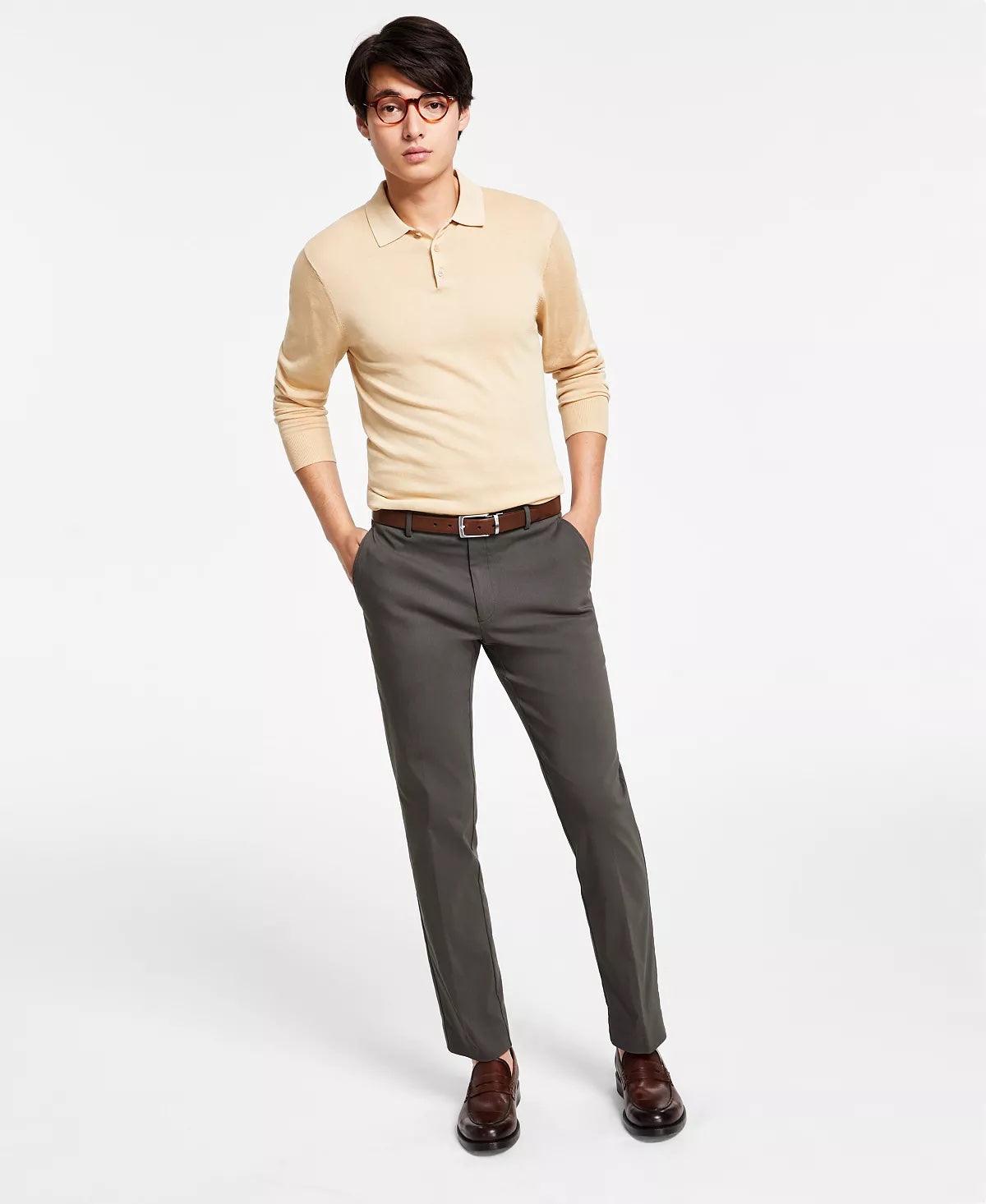 Tommy Hilfiger Men's Modern Fit Th Flex Solid Dress Pants Olive Green 38 x 34