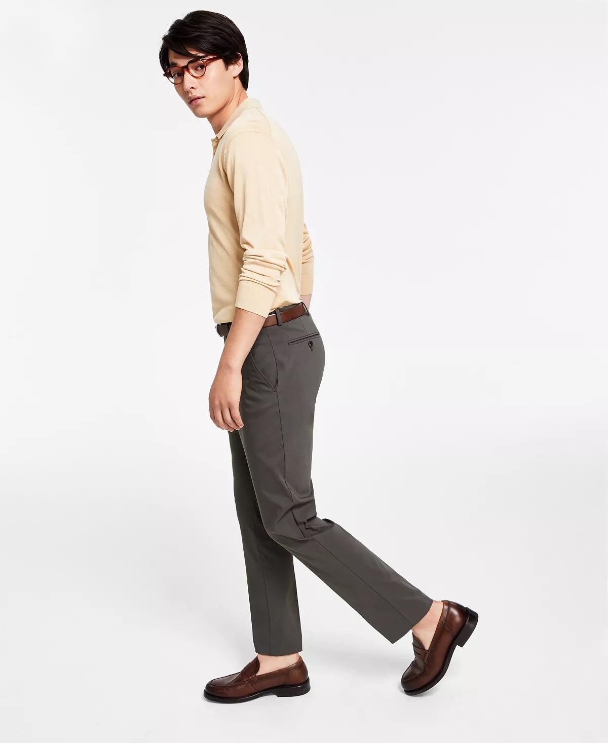 Tommy Hilfiger Men's Modern Fit Th Flex Solid Dress Pants Olive Green 38 x 34