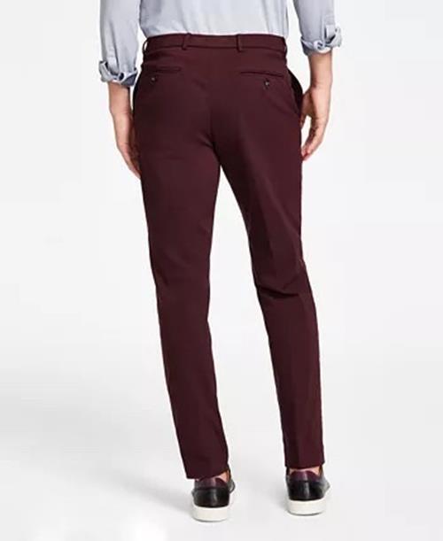 Tommy Hilfiger Mens Modern-Fit Flex Stretch Dress Pants Burgundy 38 x 32
