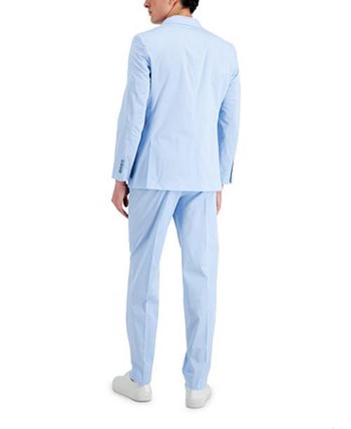 Nautica Men's Stretch Cotton Modern Fit Suit Light Blue 46R Jacket 41 x 32 Pants