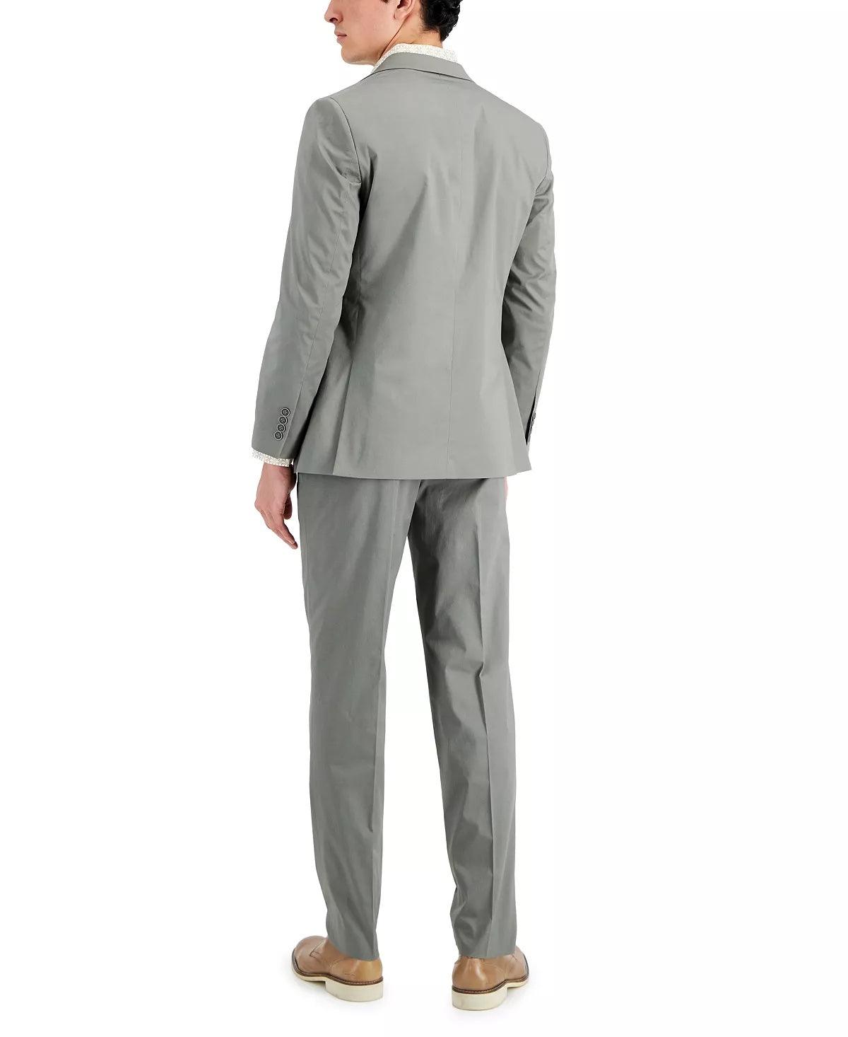 NAUTICA Men's Modern-Fit Stretch Cotton Solid Suit Grey 42R / 36 x 32
