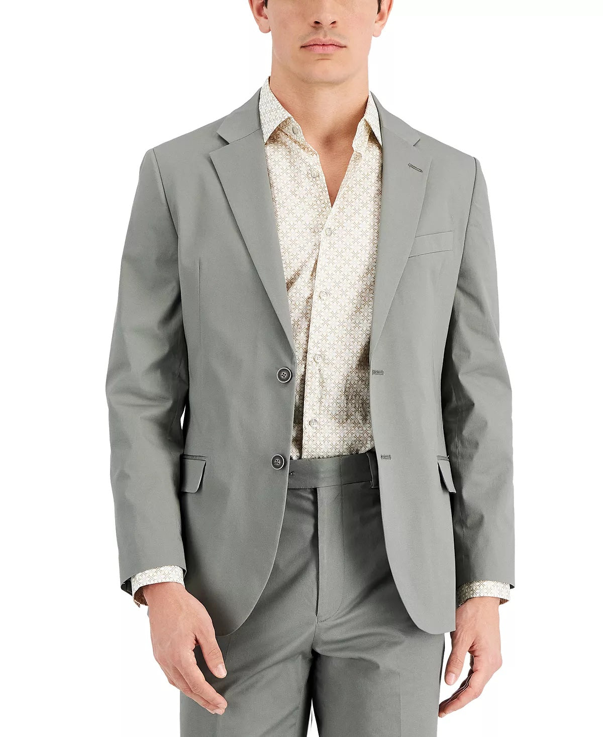 Nautica Men's Modern-Fit Stretch Cotton Solid Suit 40L 34 x 32 Grey