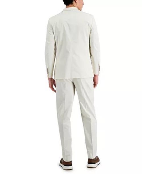 Nautica Men's Modern-Fit White / Cream Cotton Suit 42S / 36 x 32
