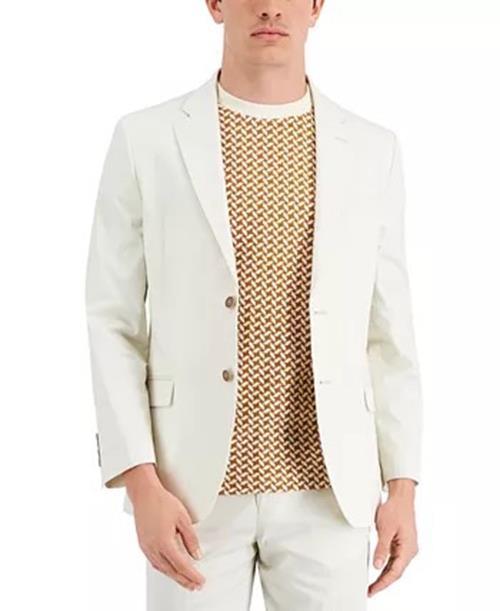 Nautica Men's Modern-Fit White / Cream Cotton Suit 42S / 36 x 32