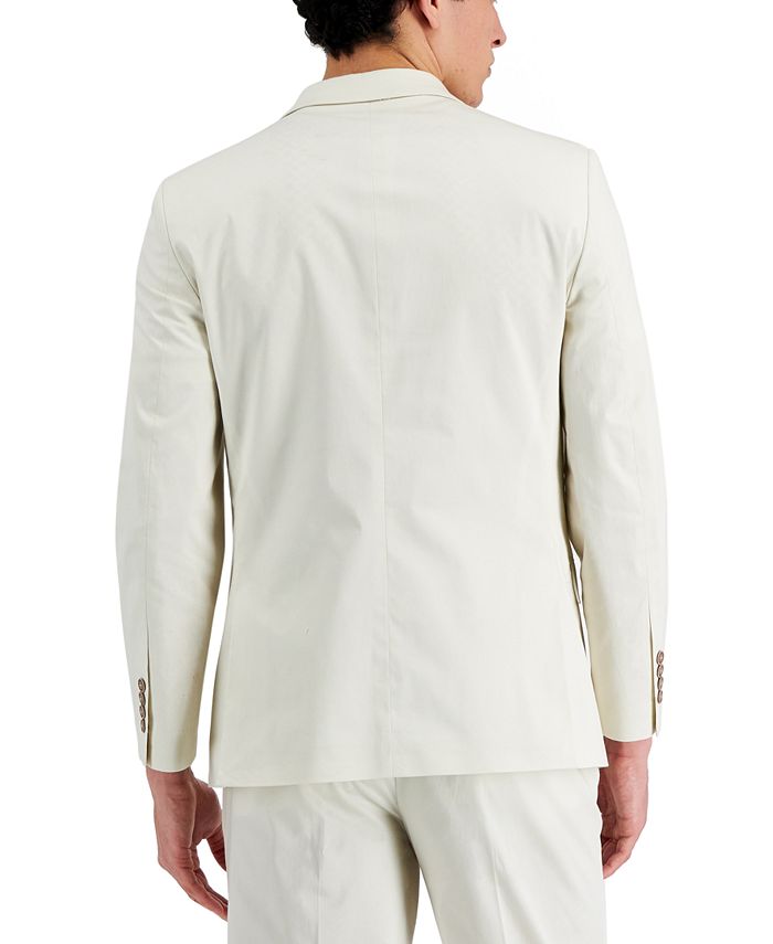 NAUTICA Men's Suit 44L / 38 x 34 White Modern-Fit Stretch Cotton Solid