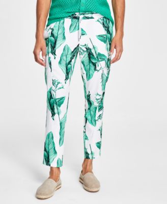 International Concepts Men's Leaf Garden Drawstring Pants  White Xs