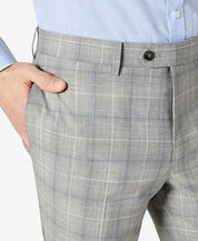 Tallia Mens Slim-Fit Wool Dress Pants 32 x 32 Light Grey / Blue Plaid Flat Front