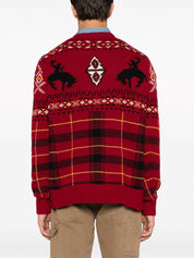 Polo Ralph Lauren Mens Western Inspired Fair Isle Wool Sweater Red Combo Medium