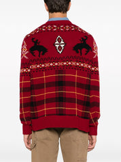 Polo Ralph Lauren Men's Western Inspired Fair Isle Wool Sweater Red Combo  Small