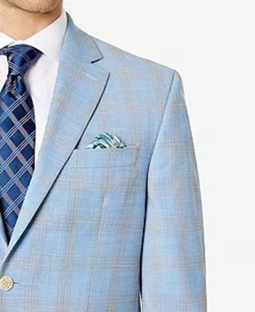 SEAN JOHN Men's Classic-Fit Suit Jacket Light Blue Plaid 40S