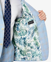 SEAN JOHN Men's Classic-Fit Suit Jacket Light Blue Plaid 40S