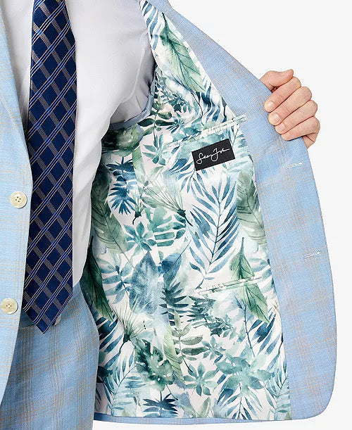 SEAN JOHN Men's Classic-Fit Suit Jacket Light Blue Plaid 40S