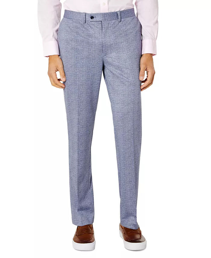 TALLIA Men's Slim-Fit Knit Suit Dress Pants Blue 30 X 30 Plaid
