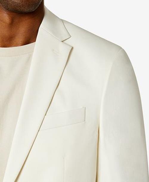 Kenneth Cole Flex Slim-Fit Stretch White Solid Suit 38S / 31 x 32 Flat Pant