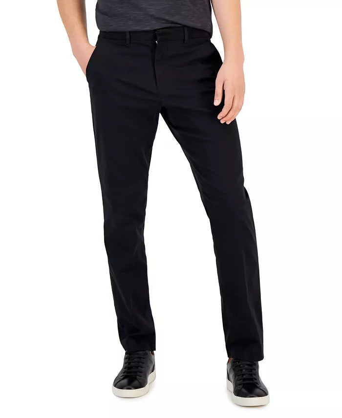 Perry Ellis Mens Slim fit Dress Pants 33 / 30 Black Solid Stretch