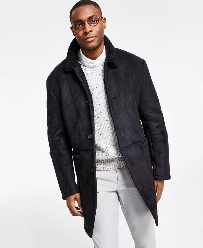 Lauren Ralph Lauren Men's Lefferts Faux-Shearling Overcoat Coat 40R Black