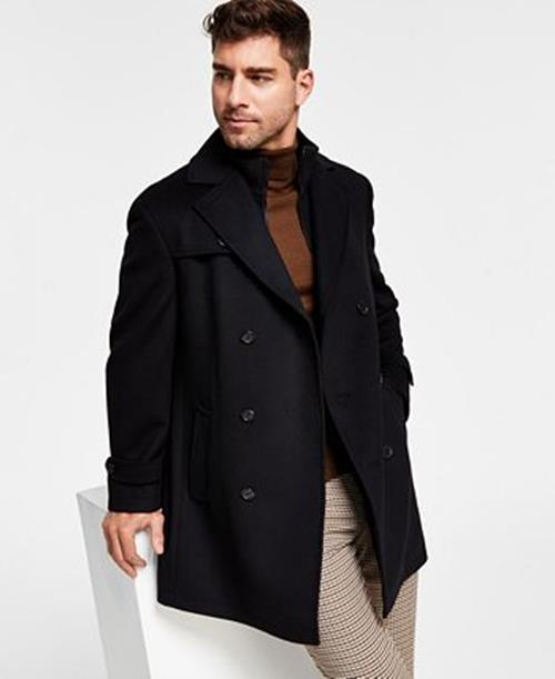 Lauren Ralph Lauren Mens Labrada Double-Breasted Wool Peacoat 40R Black Coat