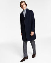 Lauren Ralph Lauren Mens Classic fit Overcoat Coat 40 S Blue Herringbone