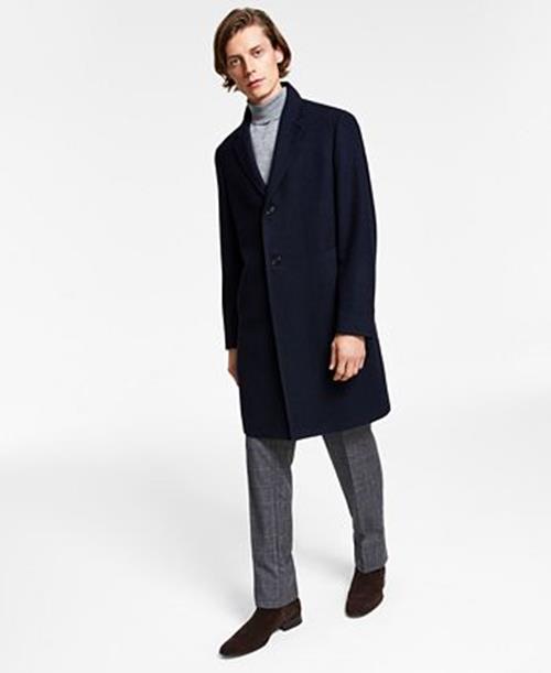 Lauren Ralph Lauren Mens Classic fit Overcoat Coat 40 S Blue Herringbone
