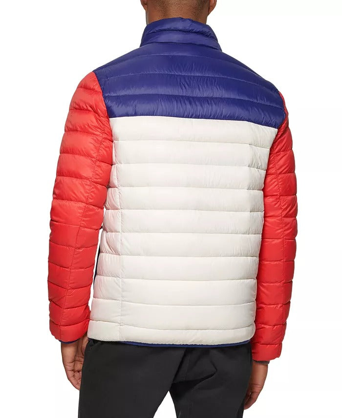 Club Room Men's Down Packable Quilted Puffer Jacket Large Blue Red White