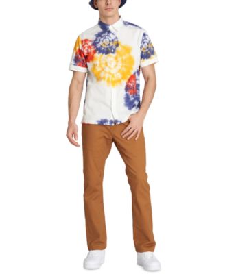 Caterpillar Men's Short sleeve Bowling Shirt Natural Yellow Xl