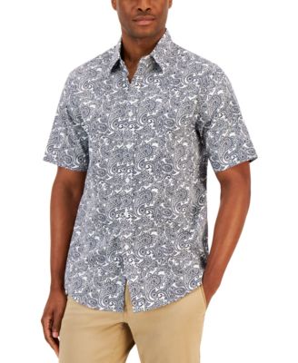 Club Room Men's Dramatic Paisley Short-Sleeve Shirt - Navy Blue Combo XL