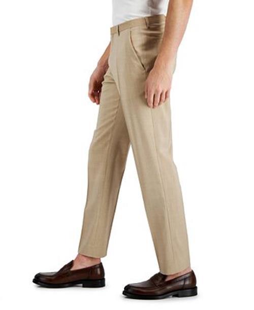 HUGO BOSS Men's Modern-Fit Solid Dress Pants 34 x 32 Light Tan Wool