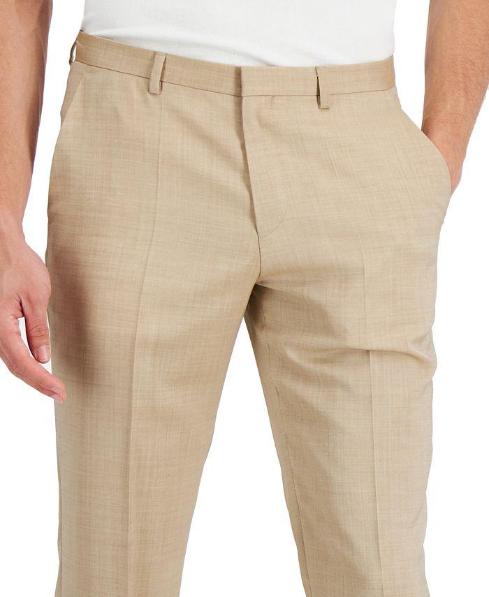 HUGO BOSS Men's Modern-Fit Solid Dress Pants 34 x 32 Light Tan Wool