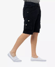 X RAY Men's Belted Twill Tape Cargo Shorts Classic Black  32