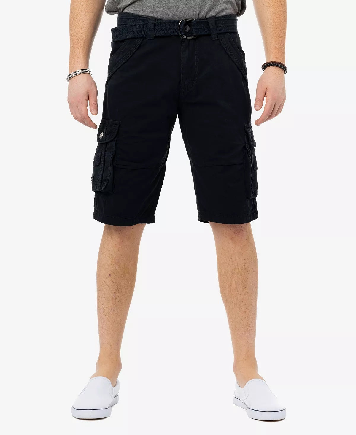 X RAY Men's Belted Twill Tape Cargo Shorts Classic Black  32