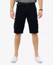 X Ray Men's Belted Double Pocket Cargo Shorts Black 32