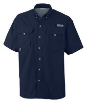 Columbia Men Regular fit Short Sleeve Button-Up Shirt Small Blue Solid