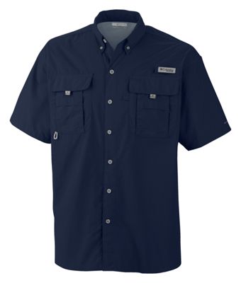 Columbia Men Regular fit Short Sleeve Button-Up Shirt Small Blue Solid