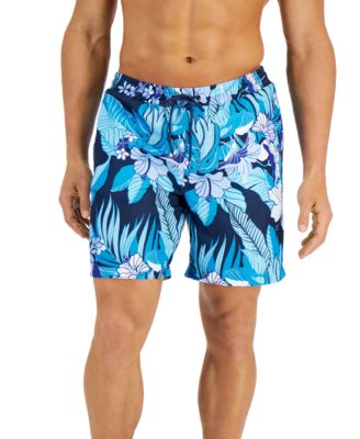 Club Room Men's Tropical Floral Board Shorts Dark Blue Medium
