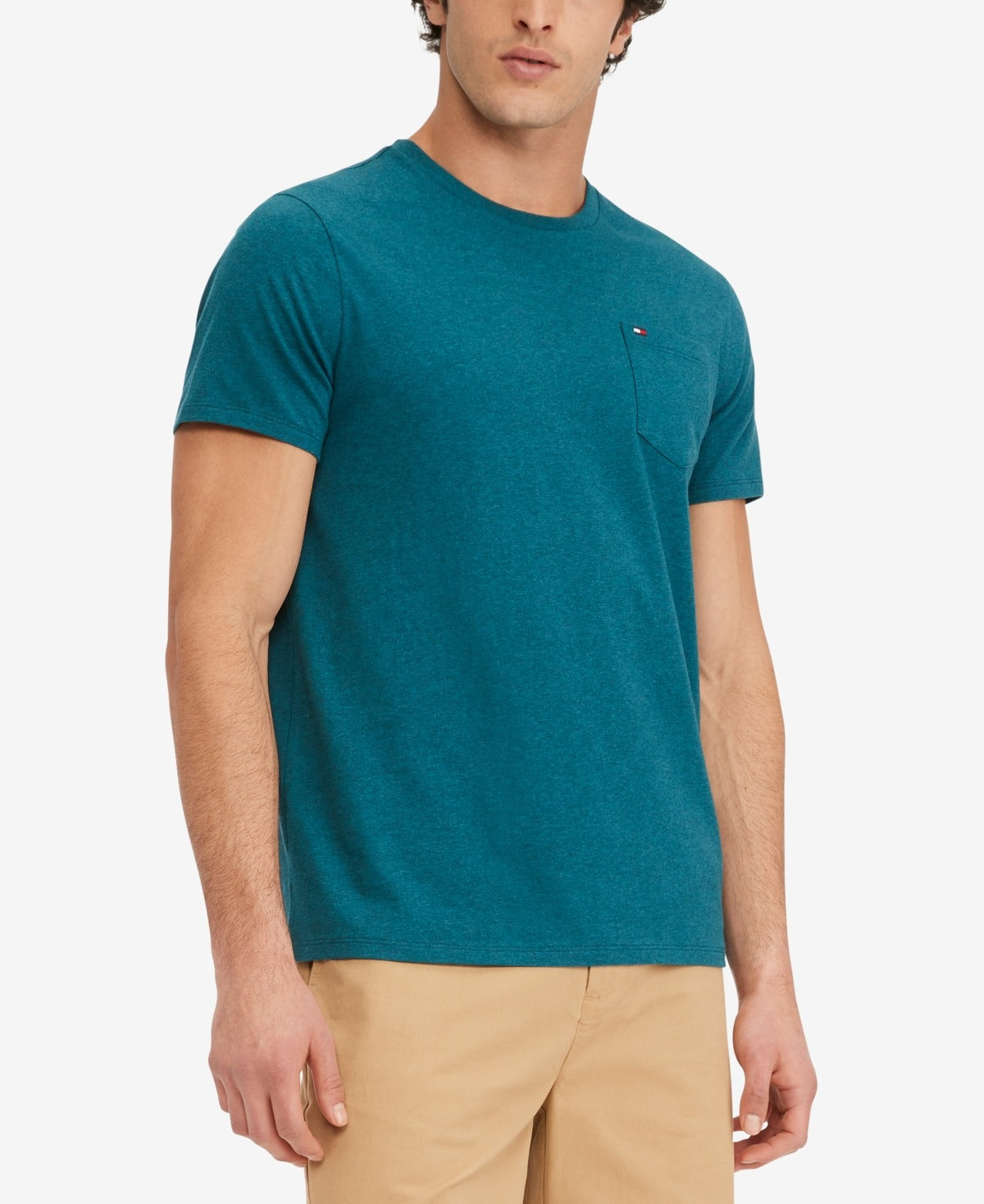 Tommy Hilfiger Mens Dark Aqua Blue Heather Small Tee Shirt