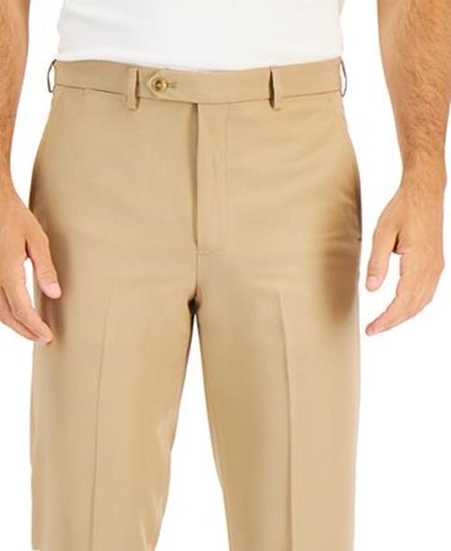 Nautica Mens Modern fit Dress Pants 38 / 32 Beige Solid Stretch