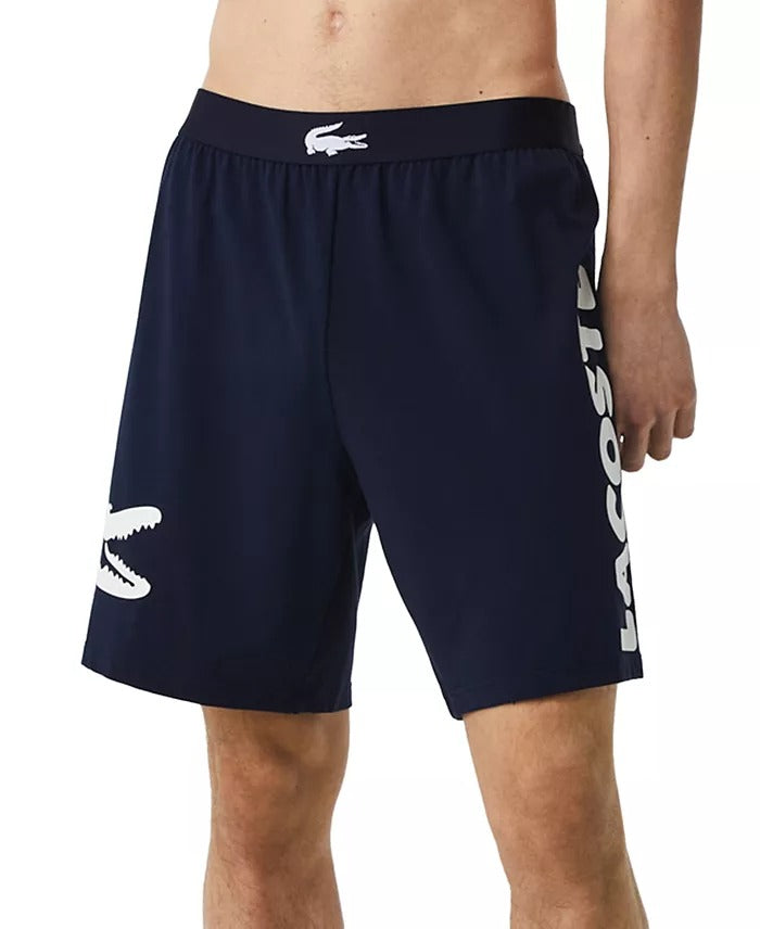 Lacoste Men's Knit Logo Lounge Pajama Shorts Navy Blue Large