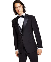 Calvin Klein Mens Slim fit Wool Tuxedo Jacket Blazer 38 R Black Solid Stretch