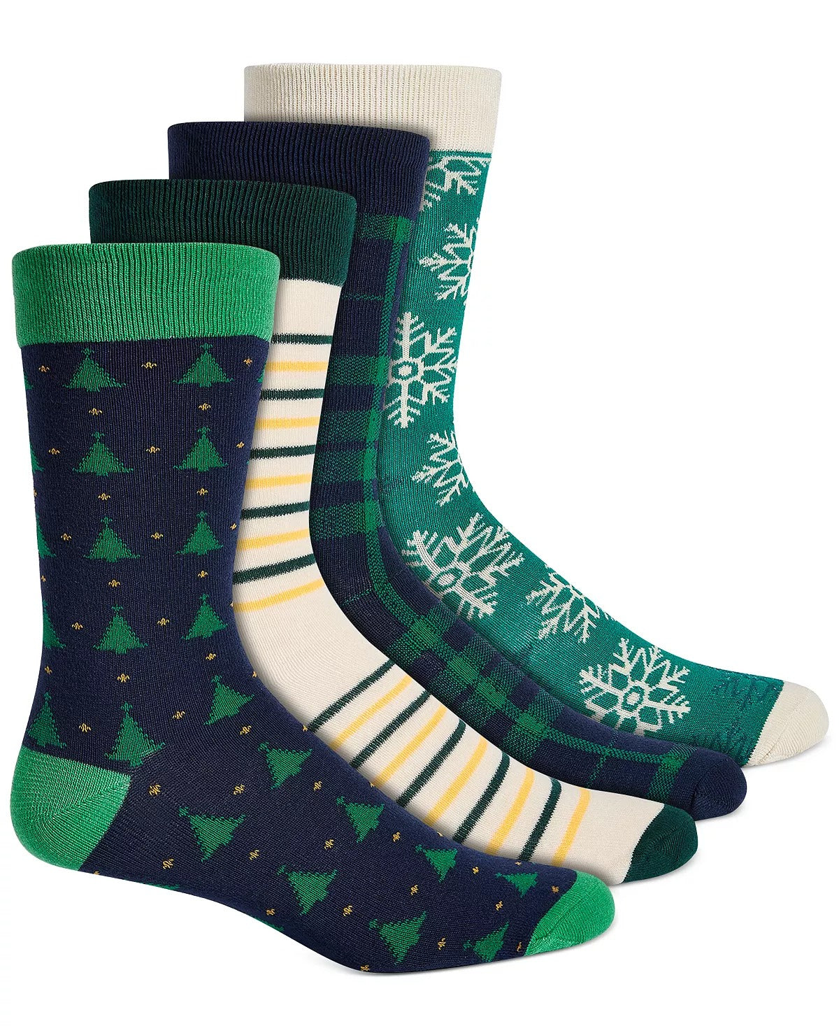 CLUB ROOM Men's 4 Pack Holiday Green Crew Socks