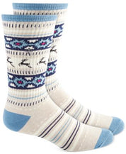 Sun + Stone Deer Fair Isle Fleece Lined Socks Tan Blue