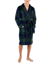 Club Room Mens Plus Plaid Pajama Robe Navy Hunter Blue Green Small / Medium
