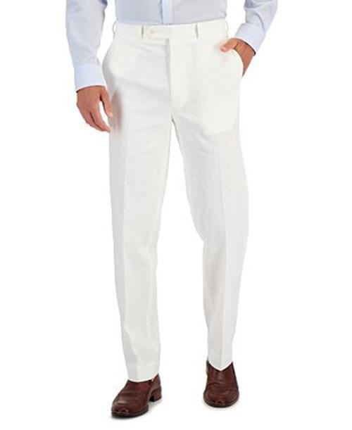 NAUTICA Men's Modern-Fit Cotton Linen Blend Suit 38R / 32 x 32 White
