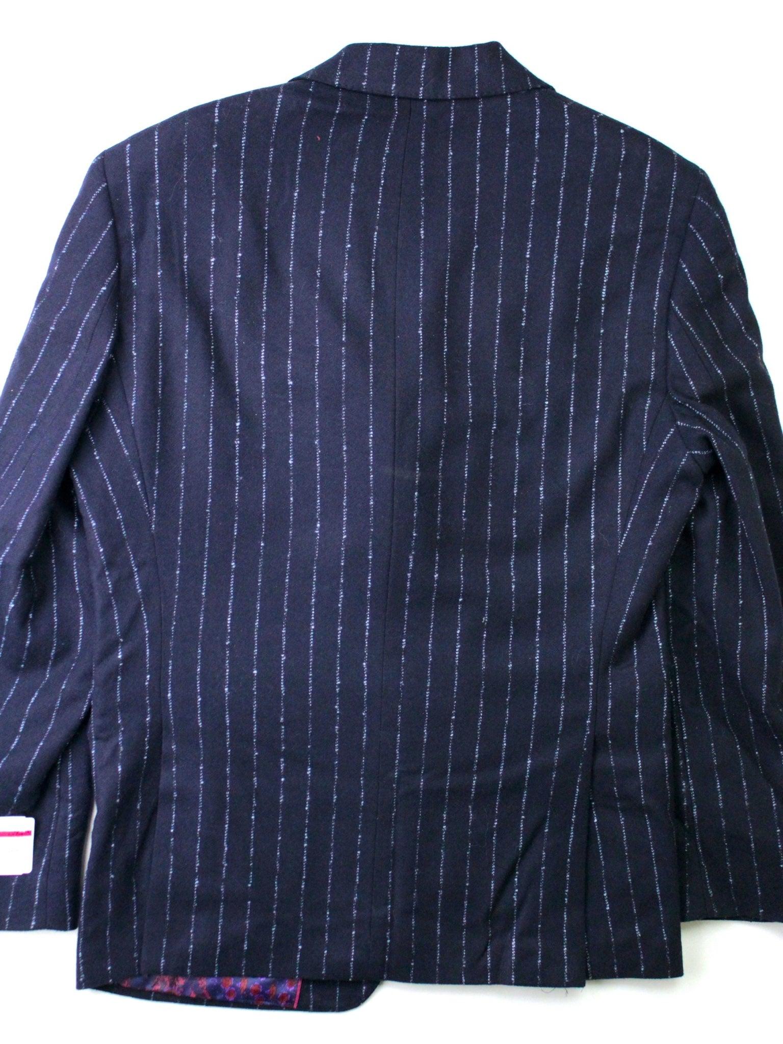 Tayion Mens Collection Classic Fit 40S Blue Navy Windowpane Suit Jacket