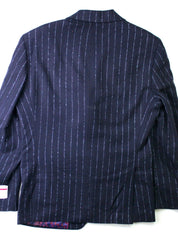 Tayion Mens Collection Classic Fit 40S Blue Navy Windowpane Suit Jacket