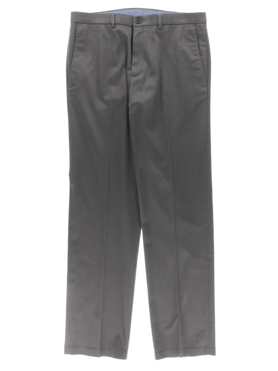Haggar Mens Straight fit Cotton Dress Pants 36 / 32 Gray Solid